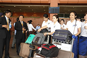 Arrival of management and Lao staff at Phnom Penh International Airport